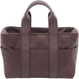 Herm&egrave;s Pre-owned Acapulco PM Toile Chevron Leather Handbag - - Pre-owned - Donna - Marrone - ONE SIZE