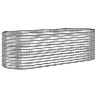 Berkfield Home Garden Raised Bed Powder-coated Steel 224x80x68 cm Silver | Size: 224 x 80 x 68 cm