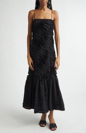 Ulla Johnson Augustina Botanical Midi Dress in Noir at Nordstrom, Size 12