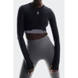 On Train-T Crop Long Sleeve T-Shirt in Black at Nordstrom, Size Xx-Large