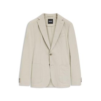 BOSS Slim-fit jacket in stretch-cotton seersucker