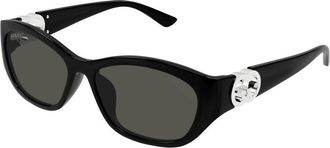 Gucci Zwart Grijs Zonnebril Gg 1826Sk Stijl - Dames - Zonnebrillen - Zwart - 57 MM - Accessoires