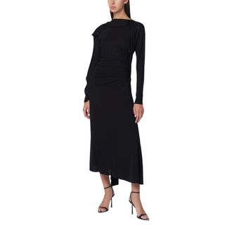 Victoria Beckham Maxi Dresses, female, Black, Size: XS Black Draped Long Sleeve Dress