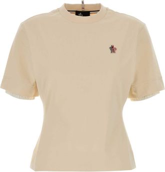 Moncler Ivory Stretch Cotton T Shirt