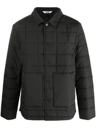 Rains Liner press-stud quilted shirt jacket - men - Polyester/Polyester/Nylon - M - Black