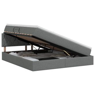 vidaXL Cama Con Almacenamiento Y Colch&oacute;n Gris Oscuro 140 X 200 Cm Vidaxl