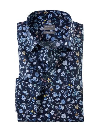 Olymp Businesshemd OLYMP Luxor comfort fit, Herren, Gr. 39, N-Gr, blau (marine gemustert), Web, Obermaterial: 100% Baumwolle, gemustert, 1-Knopf-Manschette,