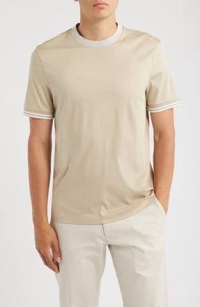 BOSS Tessler Cotton Ringer T-Shirt in Open Beige at Nordstrom, Size Xx-Large