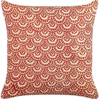 Beliani Coj&iacute;n De Algod&oacute;n Rojo Blanco Crema 45 X 45 Cm Patr&oacute;n Geom&eacute;trico Retro Rhus