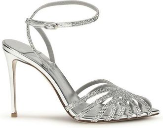 Le Silla Silver Calf Leather Bos Taurus Stiletto Heel Womens Sandals
