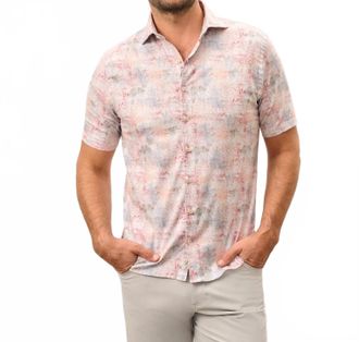 Johnnie-O Guffey Short Sleeve Button Down Shirt In Khaki