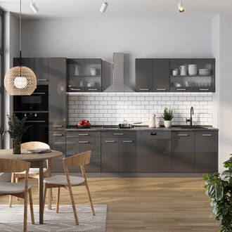 Vicco Cocina Completa R-line, Antracita Brillo Intenso/antracita, 350 Cm, Et Antracita