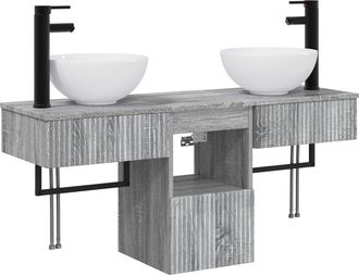vidaXL Juego De Muebles De Ba&ntilde;o 3 Uds. Sonoma Gris Vidaxl