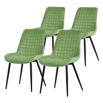 ML Design Ml-design - Set 4x Sillas De Comedor Salvia Con Respaldo Asiento Ergon&oacute;mico Acolchado Tapizado De Terciopelo Con Patas De Metal Sill&oacute;n De Dise&ntilde;o Moder