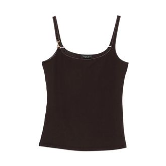 Gucci Top de crep&eacute; de viscosa con Horsebit - Tops - Mujer - Marr&oacute;n - M