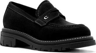 La Canadienne Dillion Waterproof Penny Loafer in Black Suede at Nordstrom Rack, Size 5.5