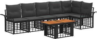vidaXL Conjunto De Sof&aacute;s De Jard&iacute;n 7 Uds. Negro Y Gris Oscuro Vidaxl