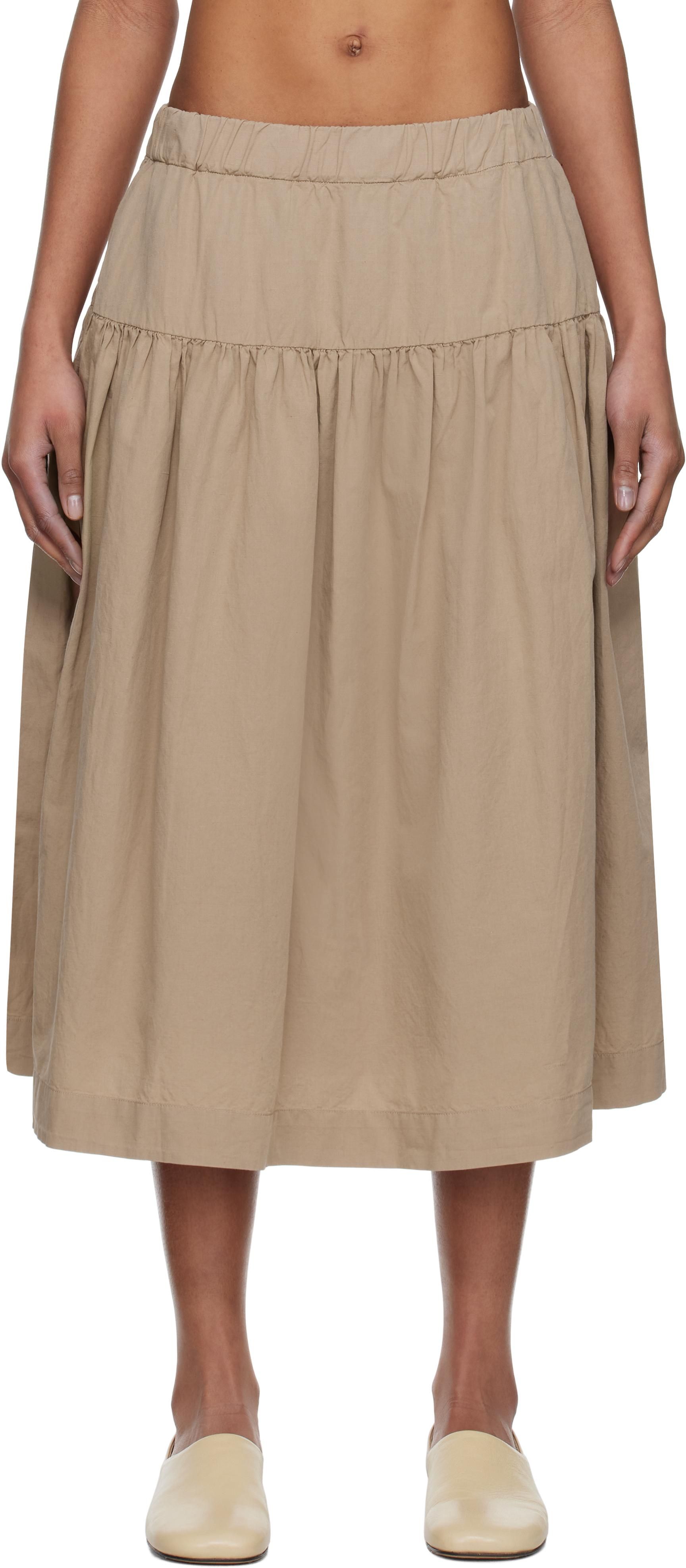パンツ SAINT LAURENT Women Straight Pants 824389Y1I25 1506 BEIGE Saint Laurent Womens Wide Taupe Wool Trousers in Beige