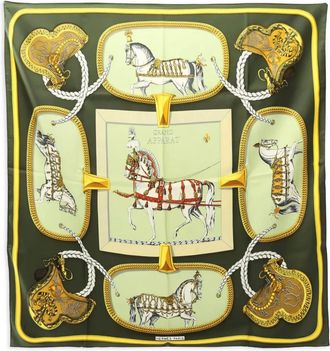 Hermès Foulard Grand Apparat in seta anni 2000 - Verde