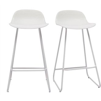Miliboo Set di 2 sgabelli da bar design bianchi H65 cm ELLA