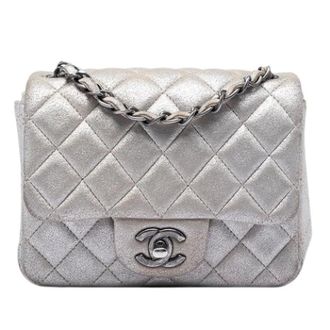 Chanel Pre-owned Quilted Crossbody Bag - Dames - Pre-owned - Grijs - Maat: ONE Size Zijde