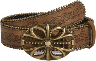 Generic Aesthetic Wide Belt For Women Embossing Pattern Carved Button Vintage Belt Ethnic Waistband For Jeans Pants (02,112 cm)