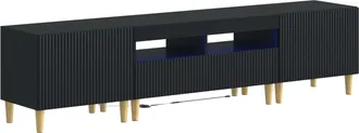 vidaXL Cabinet De Tv Led De 5 Piezas Negro Madera De Ingenier&iacute;a Vidaxl