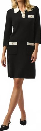Joseph Ribkoff Three Quarter Sleeve Knit Mini Dress In Black/vanilla