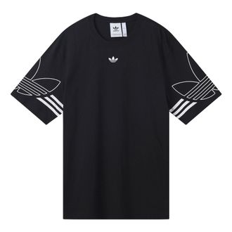 adidas originals Outline Tee Round Neck Short Sleeve Black DU8145