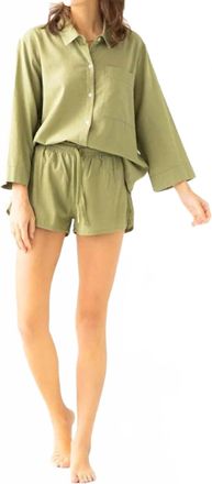 Salua Oversized Button Down Shirt In Green Grass