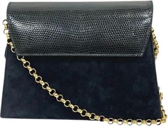 Ferragamo Pre-owned Clutches, female, Blue, Size: ONE SIZE Pre-owned Suede Leather 2way Bag