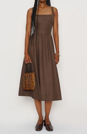 Reformation Janu Linen Sundress in Chocolate Cake at Nordstrom, Size 12