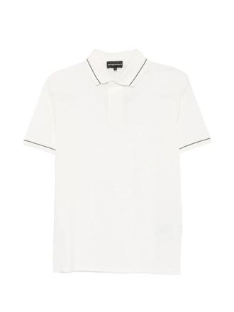 Emporio Armani White Solid Shirt Collar Polo