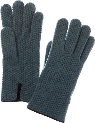 Portolano Honeycomb Leather-Trim Cashmere Gloves