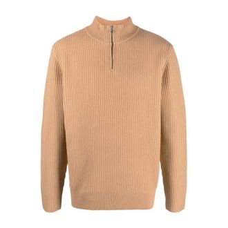 A.P.C. A.p.c., Truien & Vesten, Heren, Beige, L, Wol, Merino wollen knitwear met halve rits