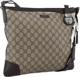 Gucci Pre-owned Cross Body Bags, female, Beige, Size: ONE SIZE Pre-owned Vintage GG Canvas Shoulder Bag