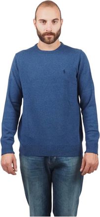 Ralph Lauren Blauwe wollen trui - Heren - Ronde hals truien - Blauw - XL - Wol - Truien & Vesten