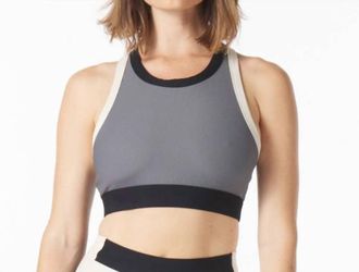 Glyder Socialite Racerback Bra In Navy/carbon/oatmilk