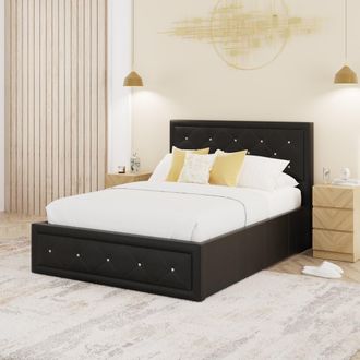 GFW Hollywood Ottoman Storage Bed in Black | Size: Double
