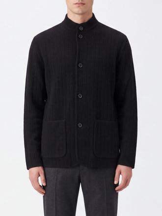 Lardini High-Neck Wool Cardigan with Button Closure and Pockets