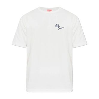 Kenzo T-Shirts, male, White, Size: XL Tulip Embroidered T-shirt