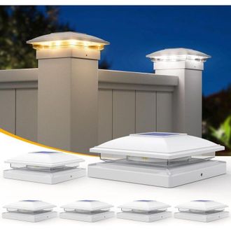 OEM Paquete De 6 Luces Solares Para Postes De Cerca, 2 Modos, 5x5, Vinilo, Impermeables, Para Exteriores, Jard&iacute;n, Patio, 4x4, 6x6, Madera, 4x4, 5x5, Vinil