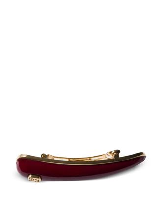 Miu Miu logo-plaque leather hair clip - women - Metal/Patent Lambskin - One Size - Red
