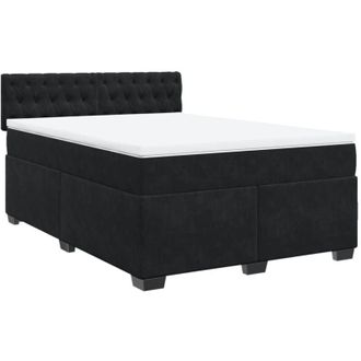 vidaXL Cama Box Spring Con Colch&oacute;n Terciopelo Negro 140x200 Cm Vidaxl