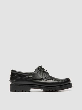 Officine Creative Heritage Flexi 001 Leather Boat Shoes in Black at Nordstrom, Size 46