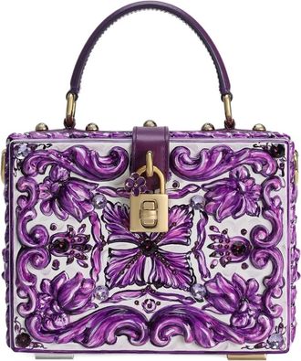 Dolce & Gabbana Borsa tote con manico e decorazione a fiori - Viola