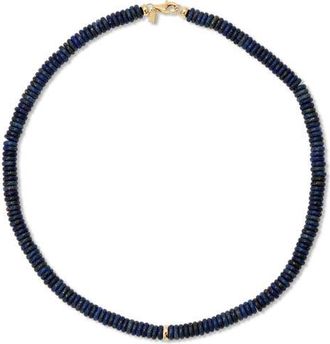 EF Collection Semiprecious Stone Rondelle Bead Necklace in 14K Yellow Gold /Lapis at Nordstrom