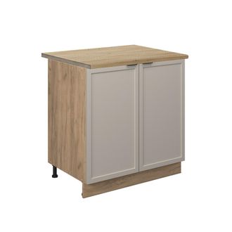 Vicco Armario Bajo Para Fregadero Fame-line, Grisbeige, 80 Cm Con Estante, Et Roble