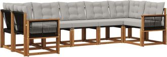 vidaXL Conjunto De Sof&aacute;s De Exterior 7 Uds. Natural Y Gris Claro Vidaxl