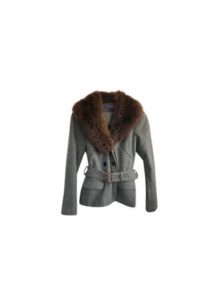 Ralph Lauren Collection Cashmere Jacket with Rabbit Fur Collar Size M